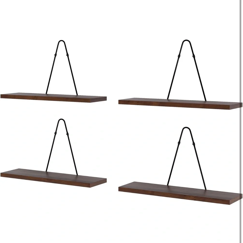 Set of 4 Wooden Wall Shelves